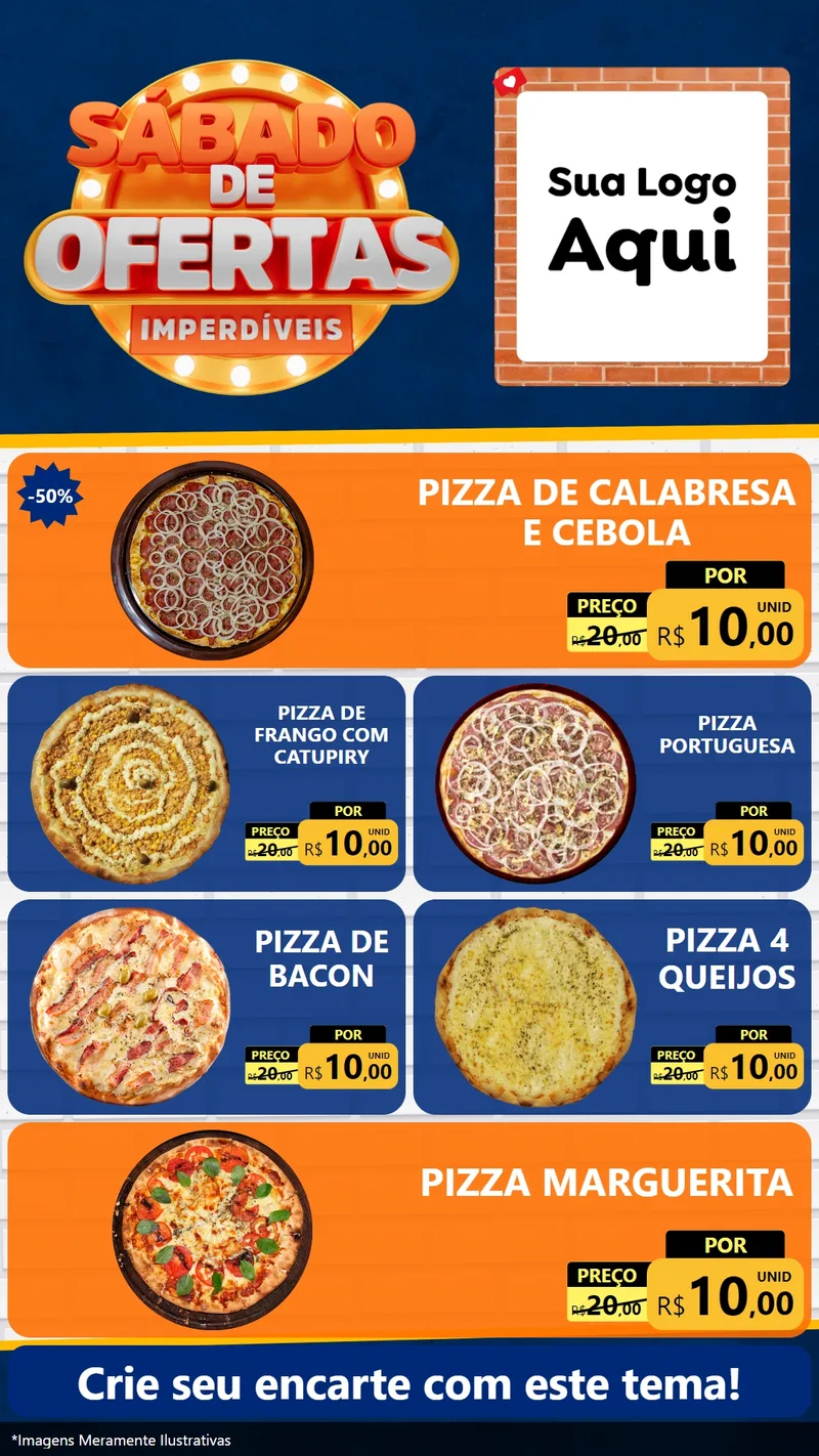 Modelo de TV para TV Vertical com o tema Sábado de Ofertas Imperdíveis para Pizzaria