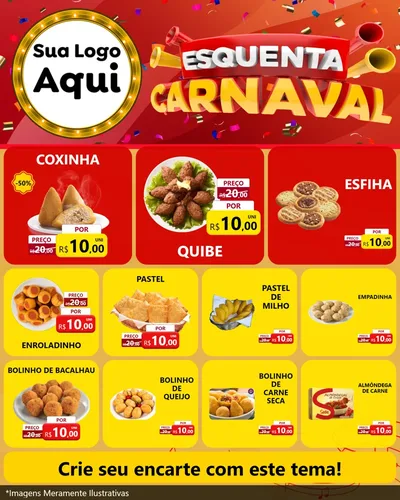 Modelo de Rede Social para Feed Instagram com o tema Esquenta Carnaval para Salgadaria