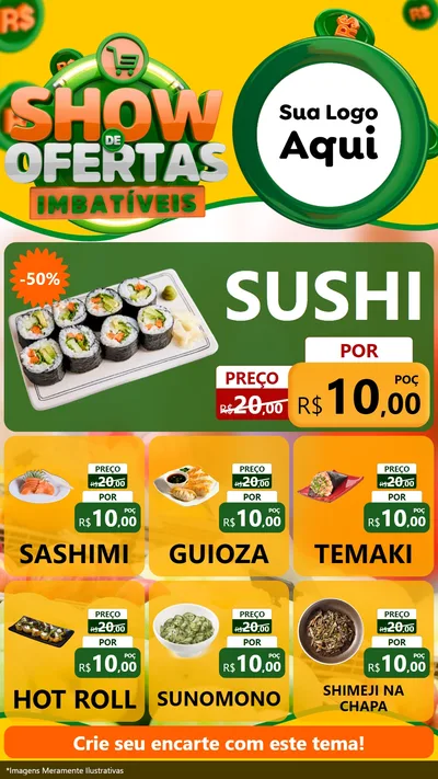 Modelo de Rede Social para Stories com o tema Show de Ofertas Imbatíveis para Comida japonesa