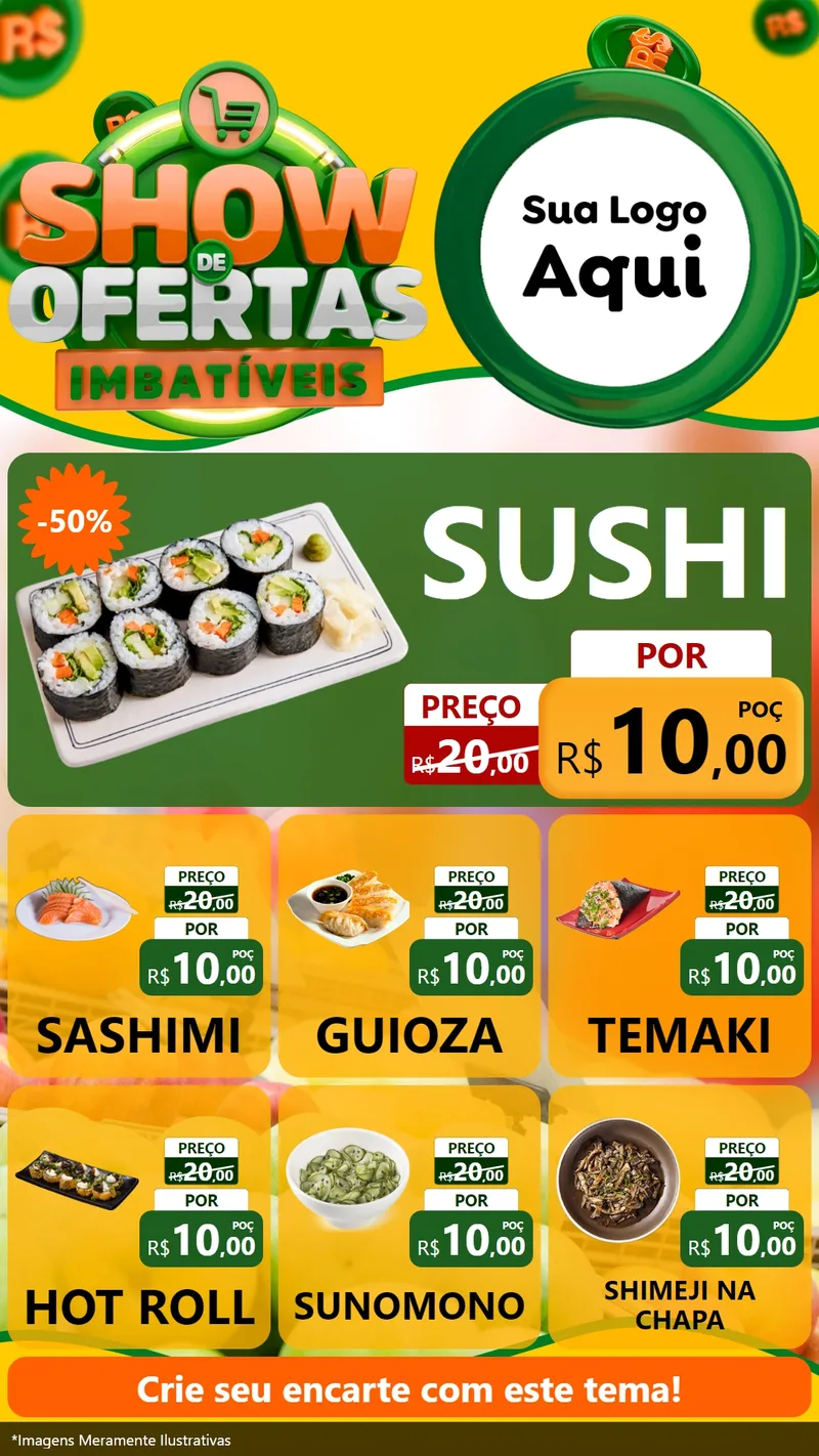 Modelo de Rede Social para Stories com o tema Show de Ofertas Imbatíveis para Comida japonesa