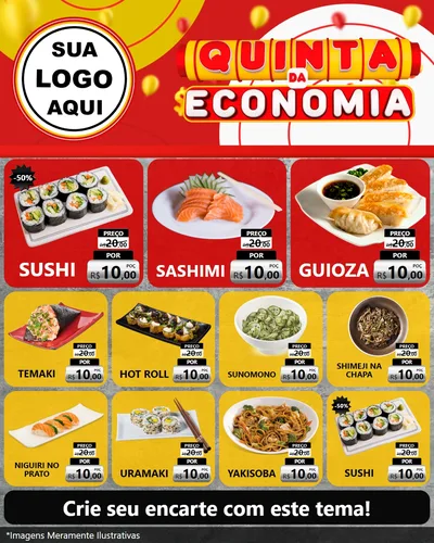 Modelo de Rede Social para Feed Instagram com o tema Quinta da Economia para Comida japonesa