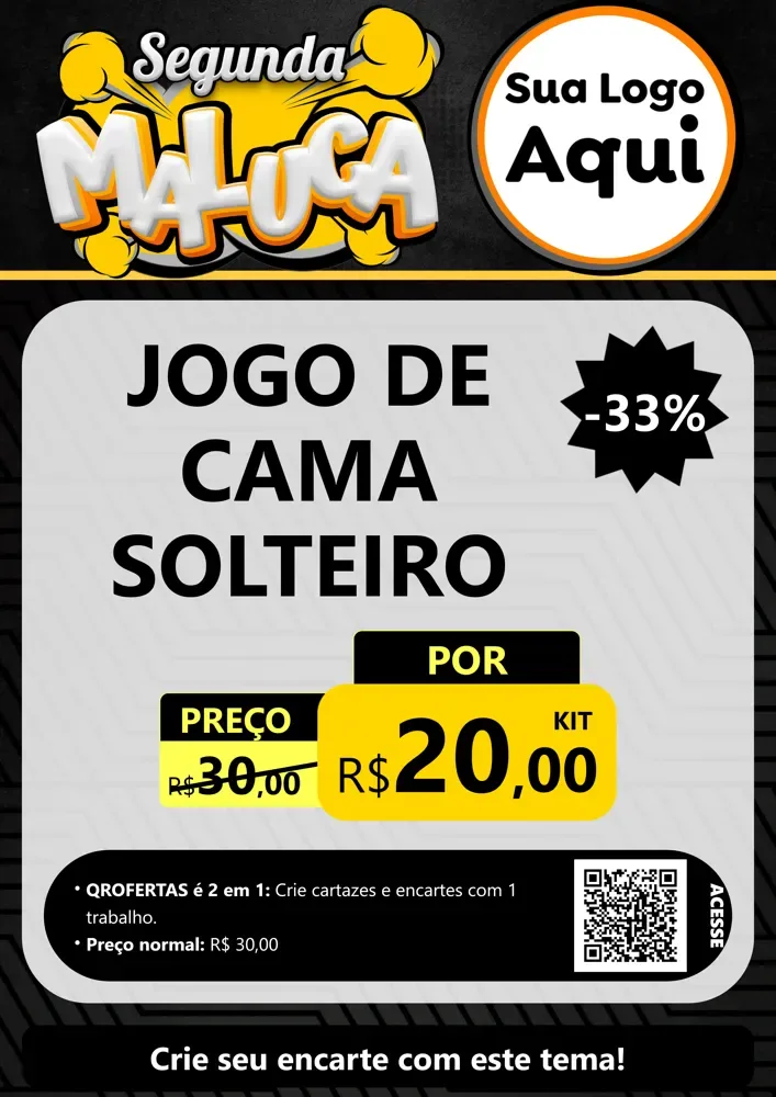 Modelo de Cartaz para Cartaz A4 Vertical com o tema Segunda Maluca para Cama, Mesa e Banho