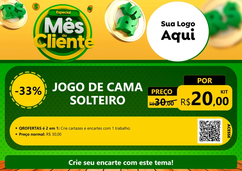 Modelo de Cartaz para Cartaz A4 Horizontal com o tema Especial Mês do Cliente para Cama, Mesa e Banho