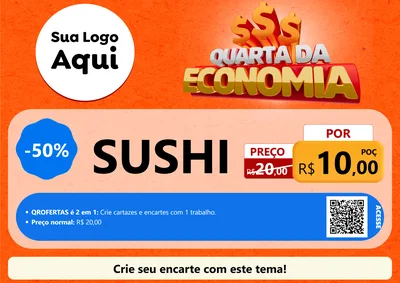 Modelo de Cartaz para Cartaz A4 Horizontal com o tema Quarta da Economia para Comida japonesa