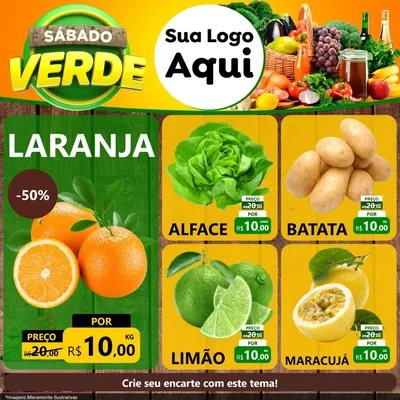 Modelo de Rede Social para Feed Facebook com o tema Sábado Verde para Hortifrúti