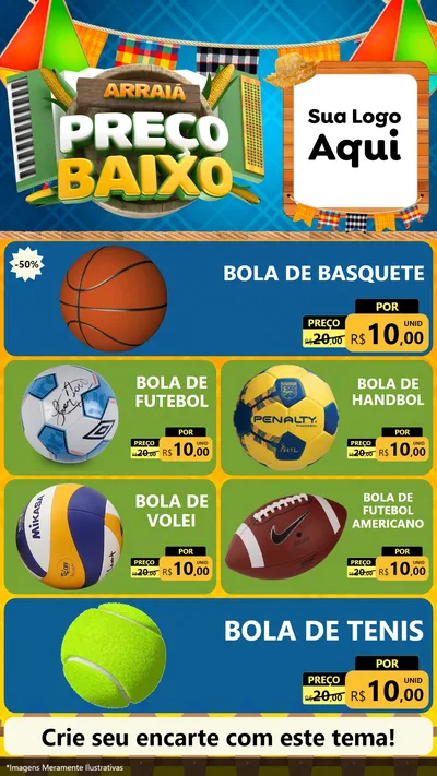 Modelo de TV para TV Vertical com o tema Arraiá de Preço Baixo - Junina para Artigos Esportivos