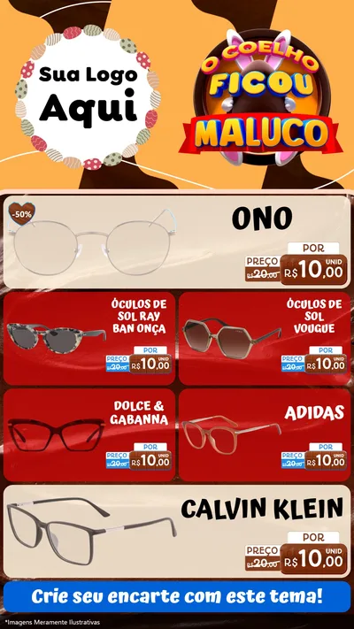 Modelo de TV para TV Vertical com o tema O Coelho Ficou Maluco - Páscoa para Óticas