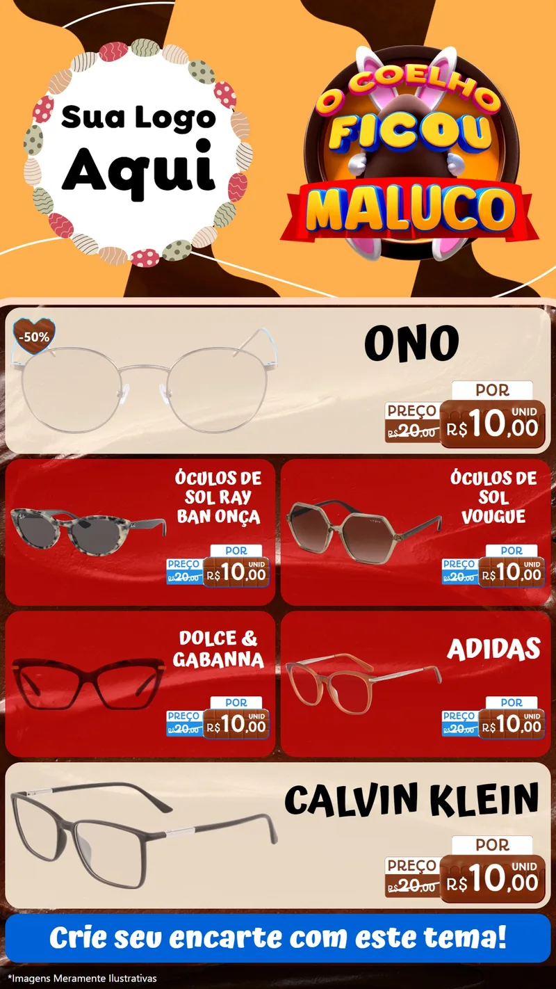 Modelo de TV para TV Vertical com o tema O Coelho Ficou Maluco - Páscoa para Óticas