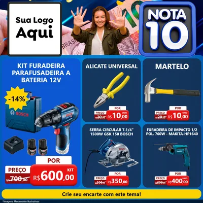 Modelo de Rede Social para Feed Facebook com o tema Nota 10 para Maquinas e Ferramentas