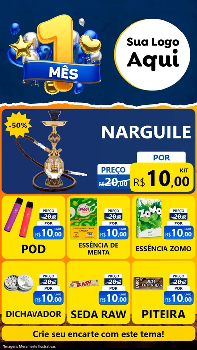 Modelo de Rede Social para Stories com o tema Um Mês de Aniversário para Tabacaria