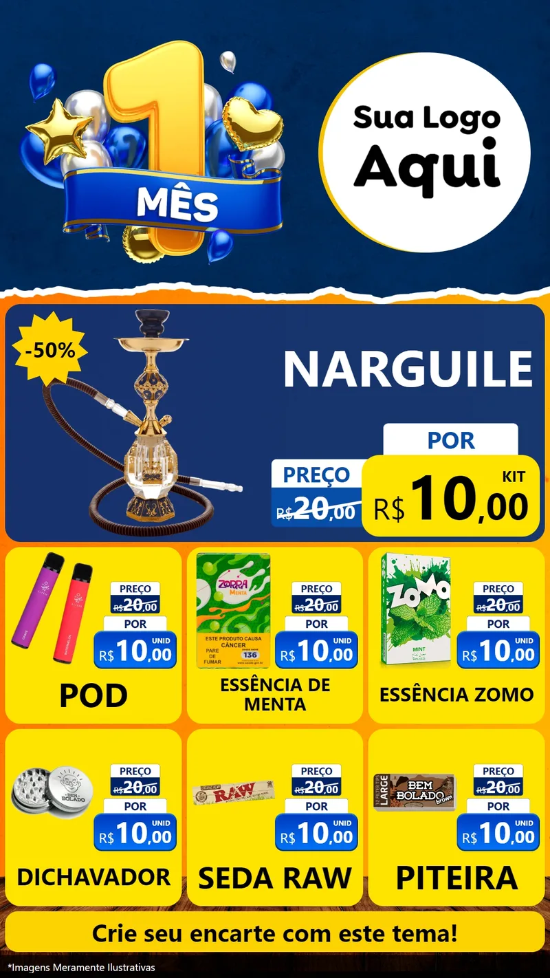 Modelo de Rede Social para Stories com o tema Um Mês de Aniversário para Tabacaria