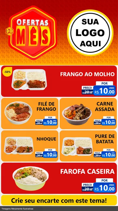 Modelo de TV para TV Vertical com o tema Ofertas do Mês para Restaurante