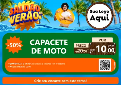 Modelo de Cartaz para Cartaz A4 Horizontal com o tema Saldão de Verão para Moto peças