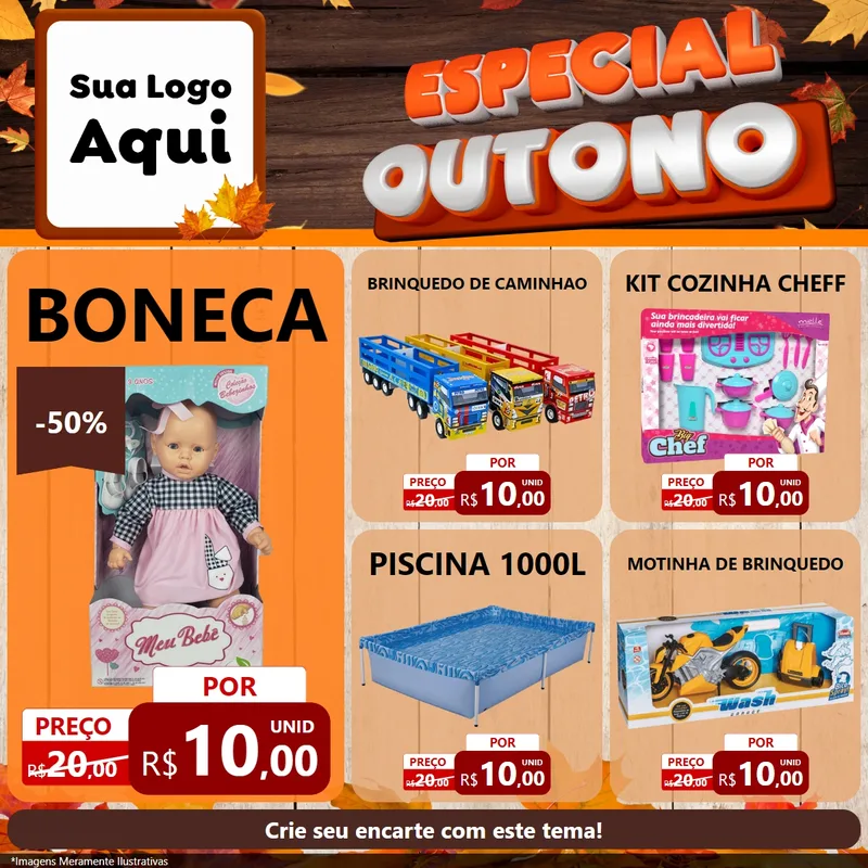 Modelo de Rede Social para Feed Facebook com o tema Especial Outono para Brinquedos