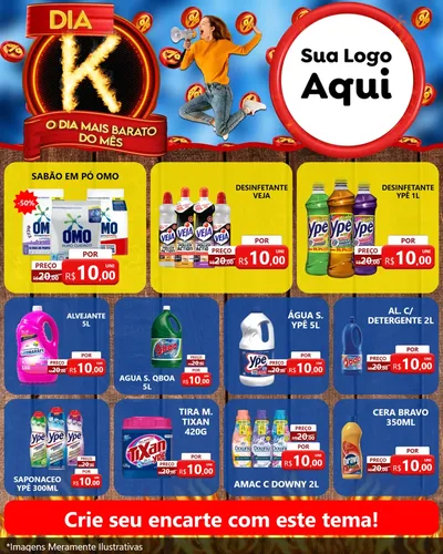Modelo de Rede Social para Feed Instagram com o tema Dia K - O Dia Mais Barato Do Mês para Produtos de Limpeza