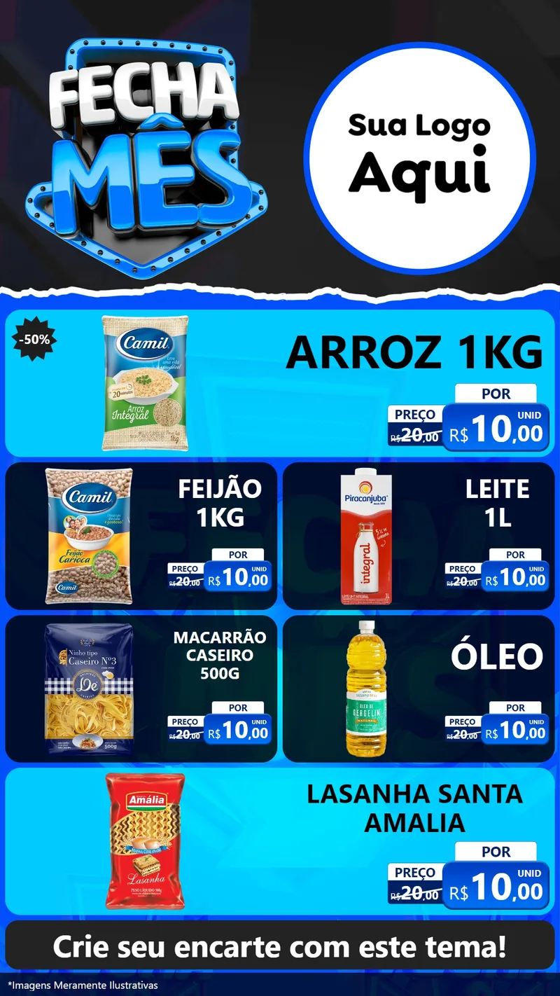 Modelo de TV para TV Vertical com o tema Fecha Mês para Supermercado
