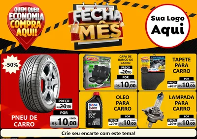 Modelo de Encarte para Encarte A4 Horizontal com o tema Fecha Mês para Auto peças