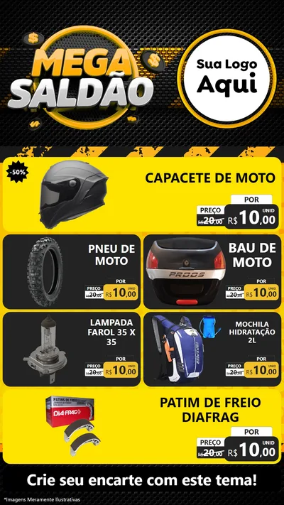 Modelo de TV para TV Vertical com o tema Mega Saldão para Moto peças