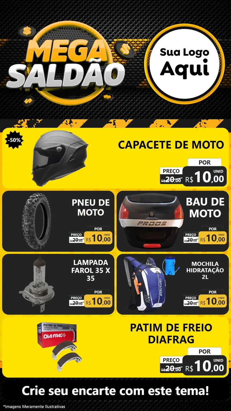 Modelo de TV para TV Vertical com o tema Mega Saldão para Moto peças