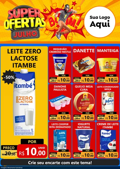 Modelo de Encarte para Encarte A4 Vertical com o tema Super Ofertas Julho para Frios e Laticínios