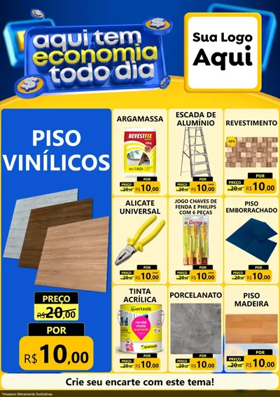 Modelo de Encarte para Encarte A4 Vertical com o tema Aqui Tem Economia Todo Dia para Material para Construção