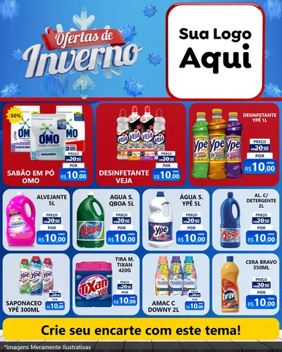 Modelo de Rede Social para Feed Instagram com o tema Ofertas de Inverno para Produtos de Limpeza