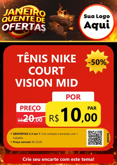 Modelo de Cartaz para Cartaz A4 Vertical com o tema Janeiro Quente de Ofertas para Calçados