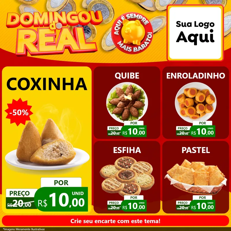 Modelo de Rede Social para Feed Facebook com o tema Domingou do Real para Salgadaria