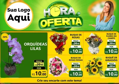 Modelo de Encarte para Encarte A4 Horizontal com o tema Hora da Oferta para Floricultura e jardim