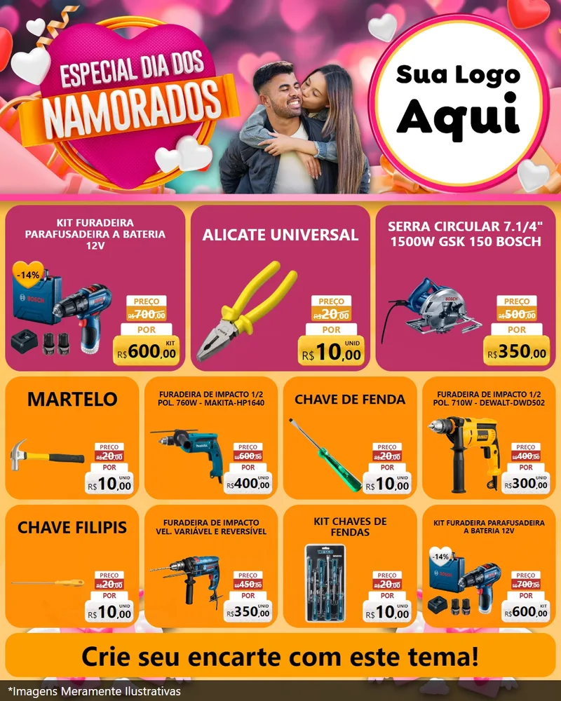 Modelo de Rede Social para Feed Instagram com o tema Especial Dia dos Namorados para Maquinas e Ferramentas
