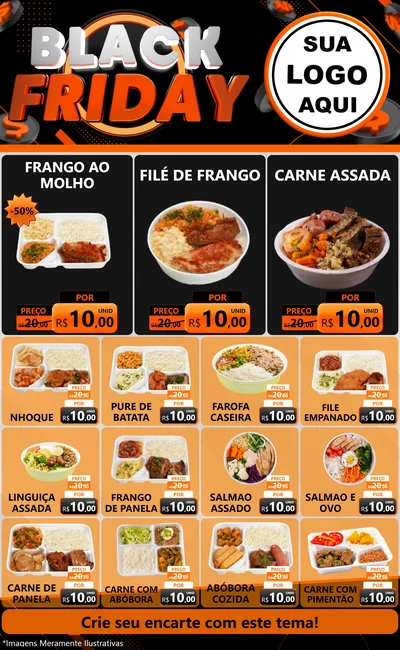 Modelo de Encarte para Encarte Grande com o tema Black Friday para Restaurante