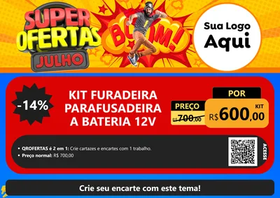 Modelo de Cartaz para Cartaz A4 Horizontal com o tema Super Ofertas Julho para Maquinas e Ferramentas