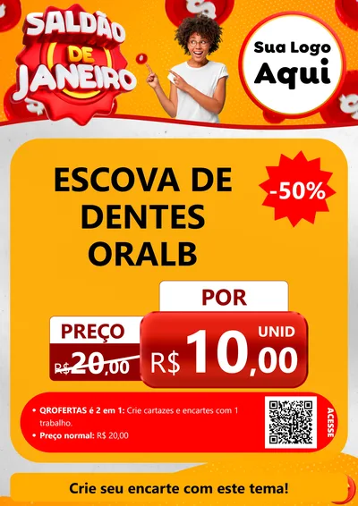 Modelo de Cartaz para Cartaz A4 Vertical com o tema Saldão de Janeiro para Higiene Pessoal