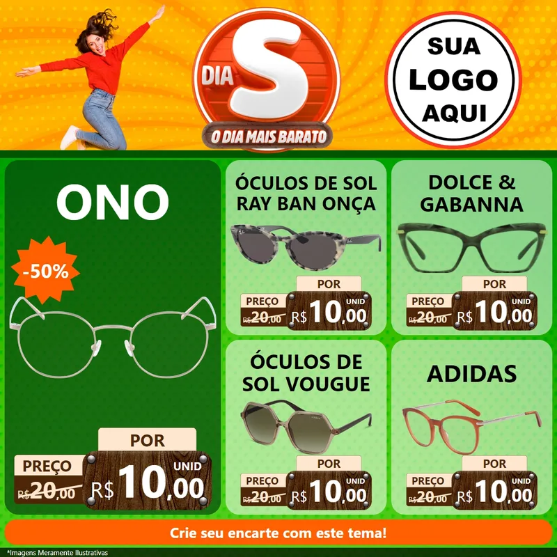 Modelo de Rede Social para Feed Facebook com o tema Dia S - O Dia Mais Barato para Óticas