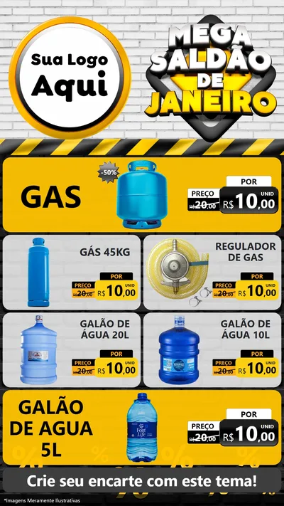 Modelo de TV para TV Vertical com o tema Mega Saldão de Janeiro para Água e gás