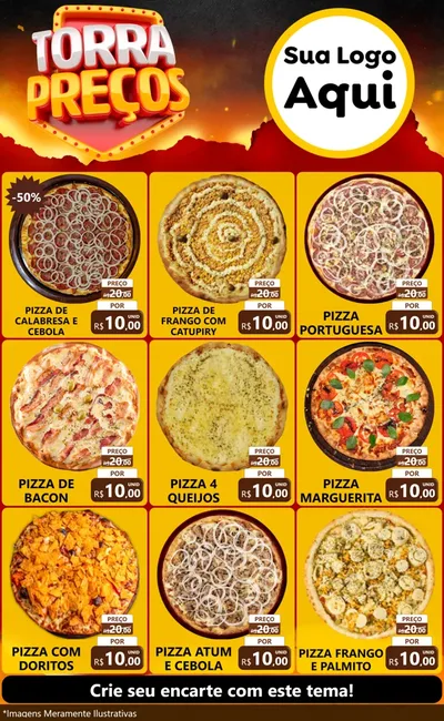 Modelo de Encarte para Encarte Grande com o tema Torra Preços para Pizzaria