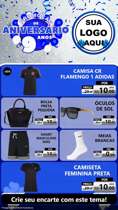 Modelo de TV para TV Vertical com o tema Promoção de Aniversário - 9 Anos para Roupas e acessórios