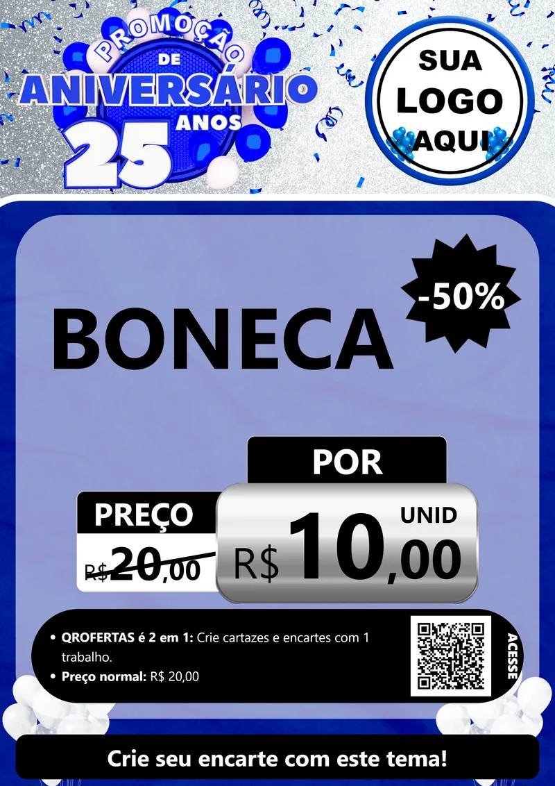 Modelo de Cartaz para Cartaz A4 Vertical com o tema Promoção de Aniversário - 25 Anos para Brinquedos