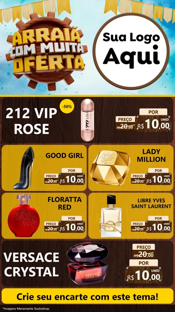 Modelo de TV para TV Vertical com o tema Ofertas de São João - Junina para Perfumes