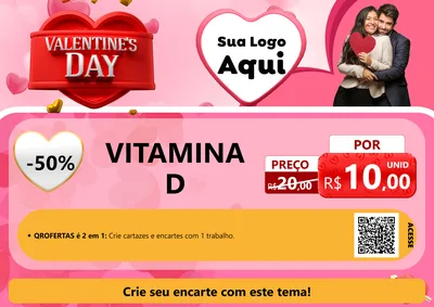 Modelo de Cartaz para Cartaz A4 Horizontal com o tema Valentine's Day para Farmácia