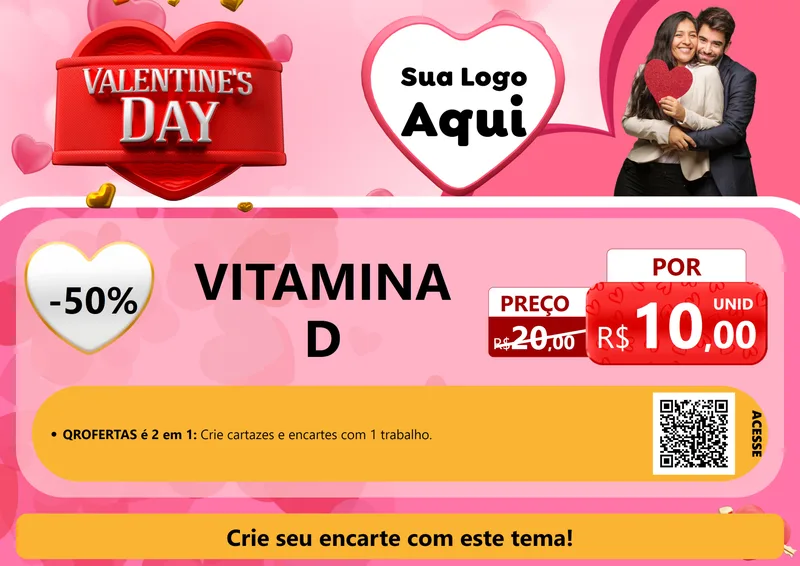 Modelo de Cartaz para Cartaz A4 Horizontal com o tema Valentine's Day para Farmácia