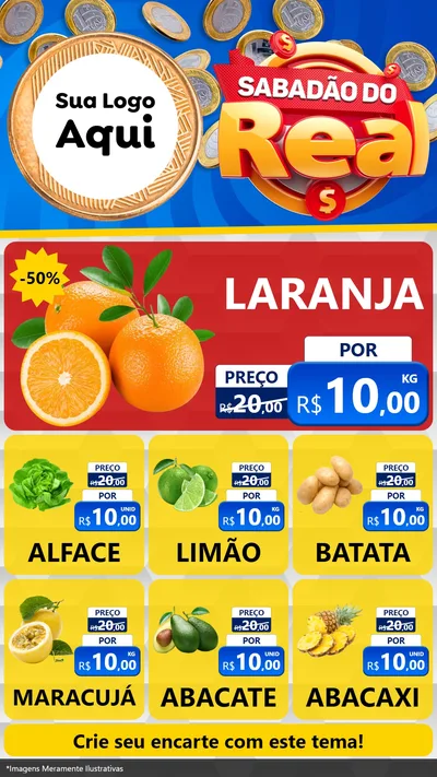 Modelo de Rede Social para Stories com o tema Sabadão do Real para Hortifrúti