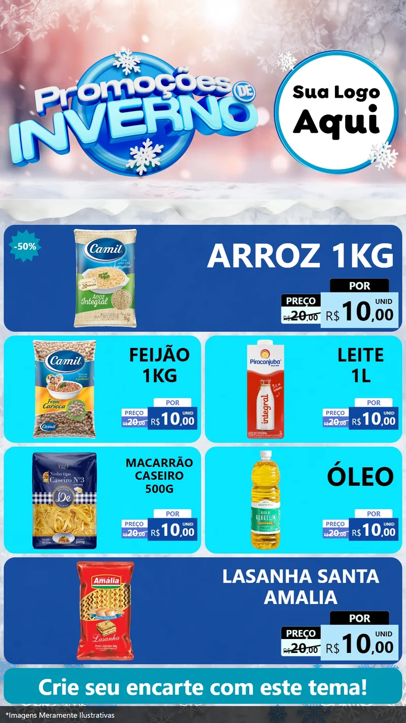 Modelo de TV para TV Vertical com o tema Promoções de Inverno para Supermercado