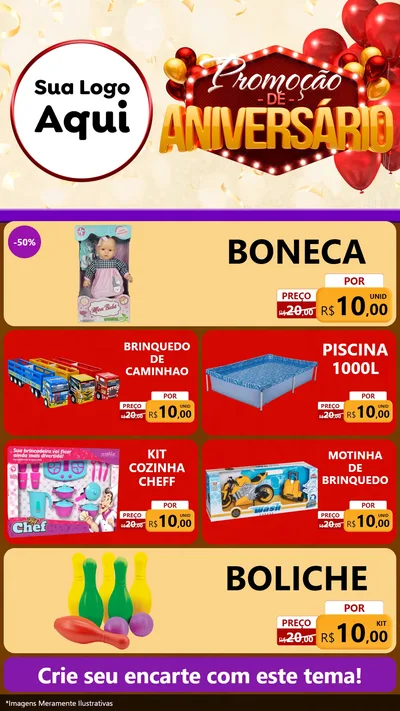 Modelo de TV para TV Vertical com o tema Promoção de Aniversário para Brinquedos