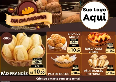 Modelo de Encarte para Encarte A4 Horizontal com o tema Dia da Padaria para Padaria