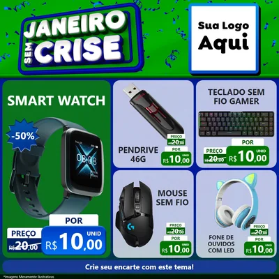 Modelo de Rede Social para Feed Facebook com o tema Janeiro Sem Crise para Informática