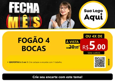 Modelo de Cartaz para Cartaz A4 Horizontal com o tema Fecha Mês para Móveis e Eletro