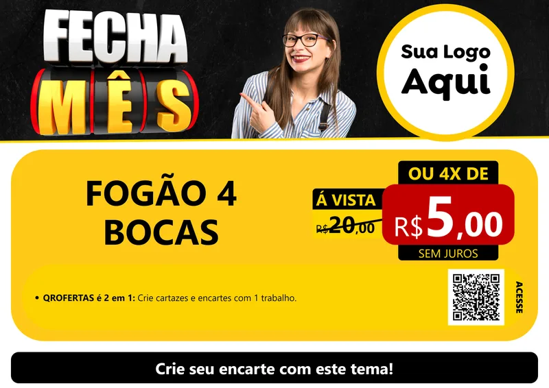 Modelo de Cartaz para Cartaz A4 Horizontal com o tema Fecha Mês para Móveis e Eletro