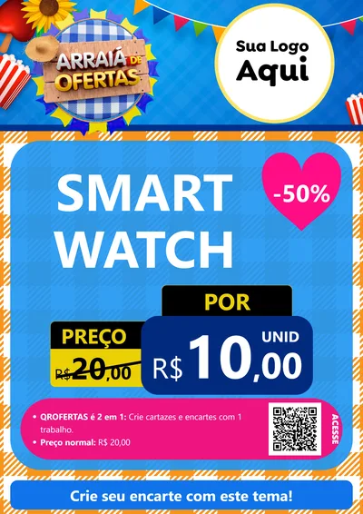 Modelo de Cartaz para Cartaz A4 Vertical com o tema Arraiá de Ofertas para Informática