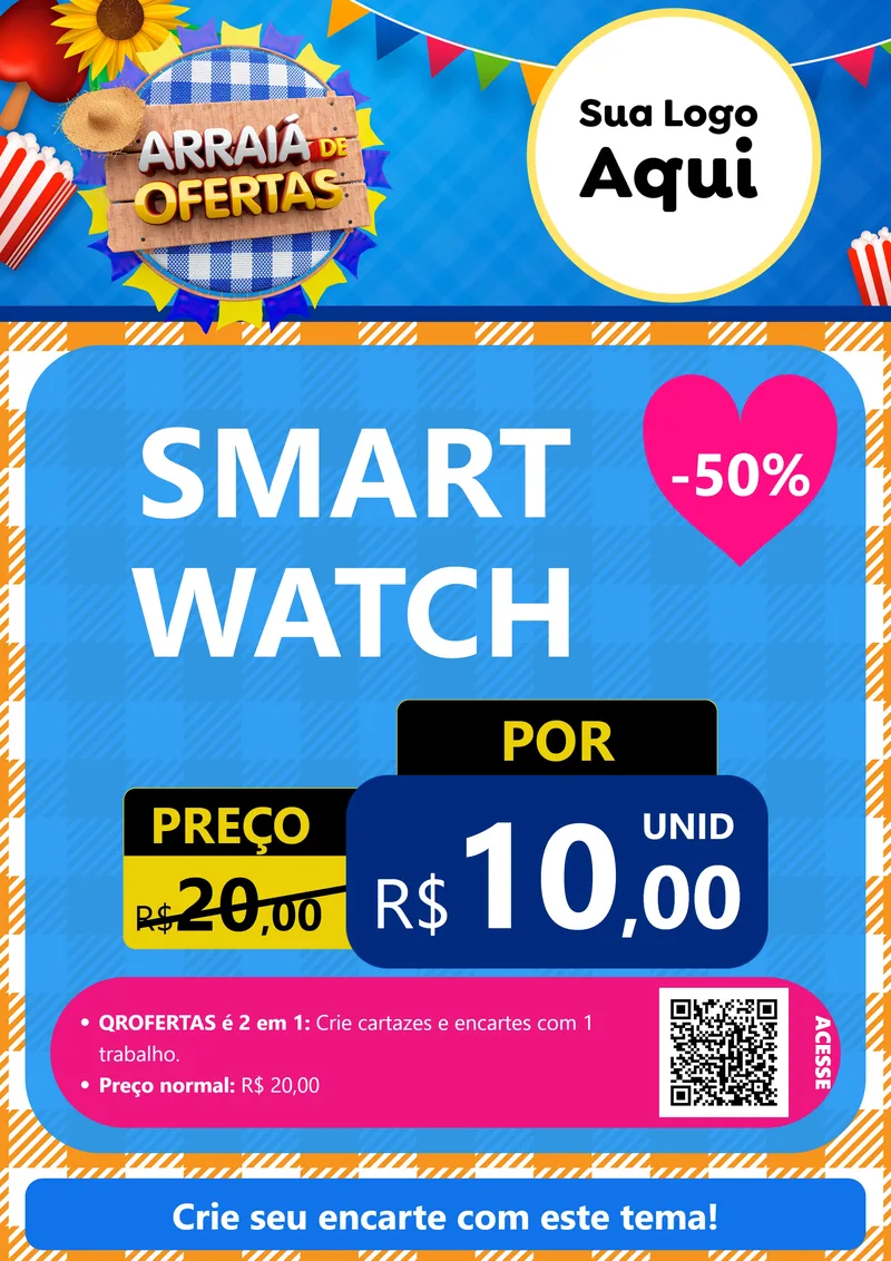 Modelo de Cartaz para Cartaz A4 Vertical com o tema Arraiá de Ofertas para Informática
